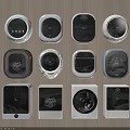 Various Modern Washing Machines With Different Designs Styles And Colors Displayed 3d model