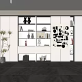 Modern White Decorative Cabinet With Open Shelves Books And Decorative Ornaments