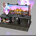 Modern Urban Building Featuring Large Fashion Showcase Billboard Lady Projection and Rain Droplets
