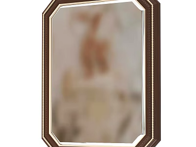 Elegant Rectangular Mirror With Dark Brown Wooden Frame And Decorative Border For Home Decor 3d model