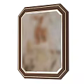Elegant Rectangular Mirror With Dark Brown Wooden Frame And Decorative Border For Home Decor 3d model