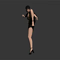 Game And Movie Character Female 3D Render In Black And Gold Qipao Performing High Kick