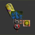 Unique Colorful Weapon With Red Yellow Silver Barrel Handle And Decorative Stickers