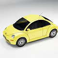 Stylish Yellow Volkswagen Beetle Car With Black Windows And Silver Wheels