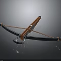 Classic Crossbow Weapon With Wooden Stock Metal Frame And Bowstring