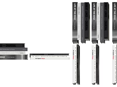 Books and Magazines Collection with Life Tech Digital Design Themes Arranged on Shelf 3d model