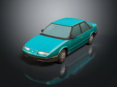 Shiny Blue Classic Sedan With Reflective Surface And Sleek Design 3d model