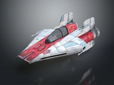 Futuristic Sci Fi Spaceship With Red White Blue Color And Cockpit Structure Design 3d model
