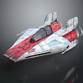 Futuristic Sci Fi Spaceship With Red White Blue Color And Cockpit Structure Design