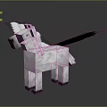 Pixel Art White Pegasus With Wings 3D Render In Minecraft Block Style 3d model