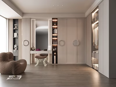 Modern Cream Cloakroom L-shaped Cloakroom Powder Room 3d model