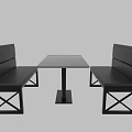 Sleek Black Public Chairs With Geometric Backrest Design And Square Table 3d model