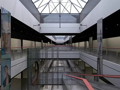 Modern shopping mall hall complex pick empty public space 3d model