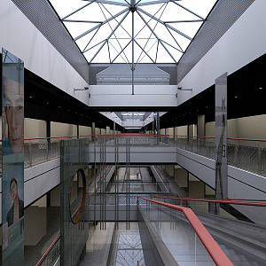 Modern shopping mall hall complex pick empty public space 3d model