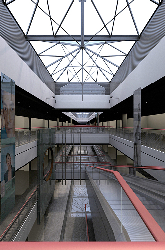 Modern shopping mall hall complex pick empty public space 3d model