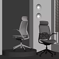 Modern Office Chairs With Mesh Back And Ergonomic Design In White Black Frames 3d model