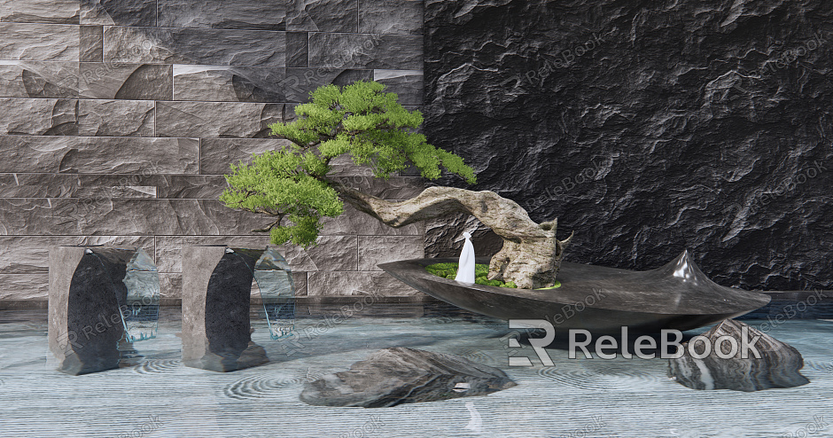 New Chinese Landscape Sick Zen Waterscape Sick model