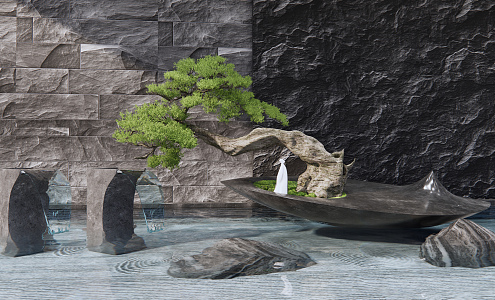 New Chinese Landscape Sick Zen Waterscape Sick 3d model