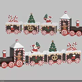 Christmas Themed Decorative Ornament Set with Train Shaped Carriages Santa Tree Candy Cane