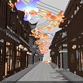 Colorful Butterfly Lanterns Hanging Over Traditional Architecture Night View Photo Spot