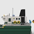 Green Building Blocks Cargo Ship with Colorful Containers and Upper Cabin Structure 3d model