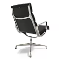 Modern Office Chairs With Black Leather And Brown Seats On Metal Swivel Frames
