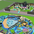 Colorful Kids Playground With Slides Swings Climbing Structures And Water Features