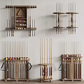 Billiard Entertainment Table Setup With Wall Racks For Pool Cues And Balls 3d model