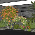 Lush Indoor Landscape With Various Plants Decorative Stones And Traditional Lantern