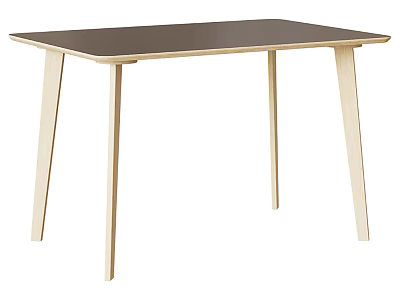Modern Simple Design Dining Table With Dark Tabletop And Light Wooden Legs 3d model