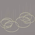 Modern Golden Circular Multiple Rings Chandelier With Elegant Hanging Structure 3d model