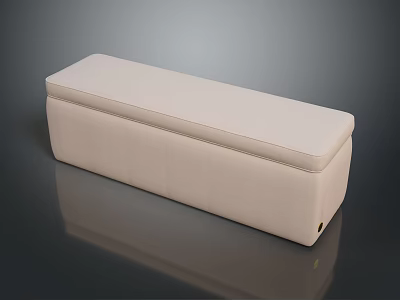 Beige Upholstered Storage Bench With Simple Modern Design And Soft Padded Seat 3d model
