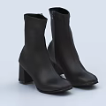 Black Leather Ankle Boots With Block Heel And Side Zipper For Everyday Wear