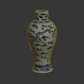 Blue and White Porcelain Vase With Dragon Pattern For Home Decoration 3d model