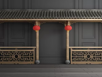 New Chinese-style Eaves Roof Eaves Door Head Combination 3d model