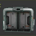 Futuristic Sci Fi Airlock Door With Metallic Gray Structure Orange Accents And Grated Platform