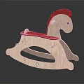 Wooden Rocking Horse Toy With Red Mane Red Seat And Light Wood Structure