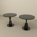 Two Modern Black Side Tables With Round Top And Unique Base Design 3d model