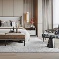 Modern Bedroom Interior Design With Bedside Lamps Soft Area Rug And Curtains