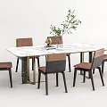 Modern Dining Table and Chair Combination Leather Dining Table and Chair Combination Rock Board Table Dining Chair 3d model