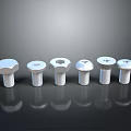 Metal Bolts With Various Head Shapes Arranged On Black Background With Reflective Finish