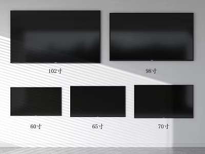 Various Size TV Models Featuring 102 98 60 65 70 Inch Screens 3d model