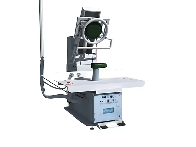 Industrial Inspection Equipment Featuring Circular Viewing Window Workbench And Control Panel 3d model
