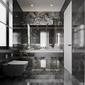 Elegant Modern Bathroom Interior With Marble Vanity And Large Mirror