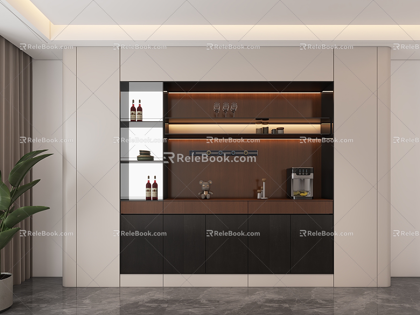 Modern Dining Side Wine Cabinet 3d model