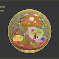 Whimsical Mushroom House Furniture Inside Transparent Sphere With Red White Spots Mushrooms And Green Grass