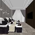 Elegant SPA Sauna Interior With Comfortable Lounge Chairs And Tea Tables