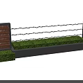 Building Exterior Wall Design With Wooden Lattice Panels Green Hedges And Metal Railings