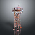 Industrial Metal Frame Tower Structure With Top Platform And Mesh Enclosure 3d model