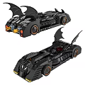 Colorful Building Blocks Car Models With Golden Wheels And Bat Wings Design